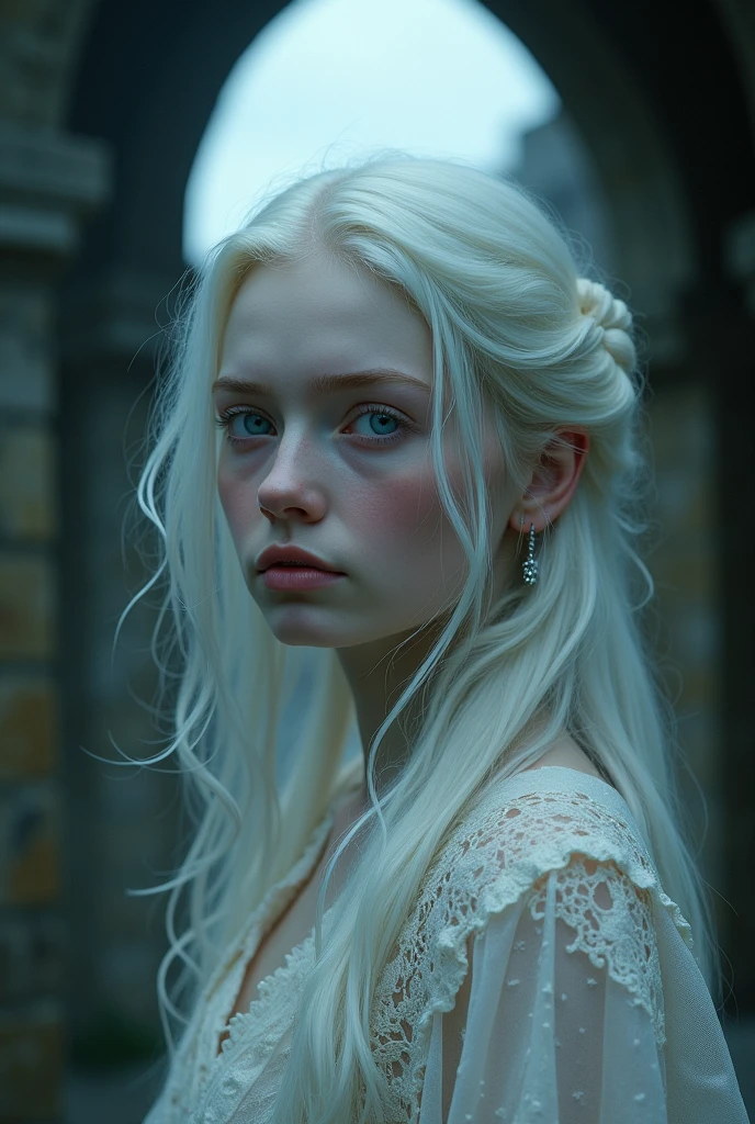 Teen girl, albino, dark, Middle Ages