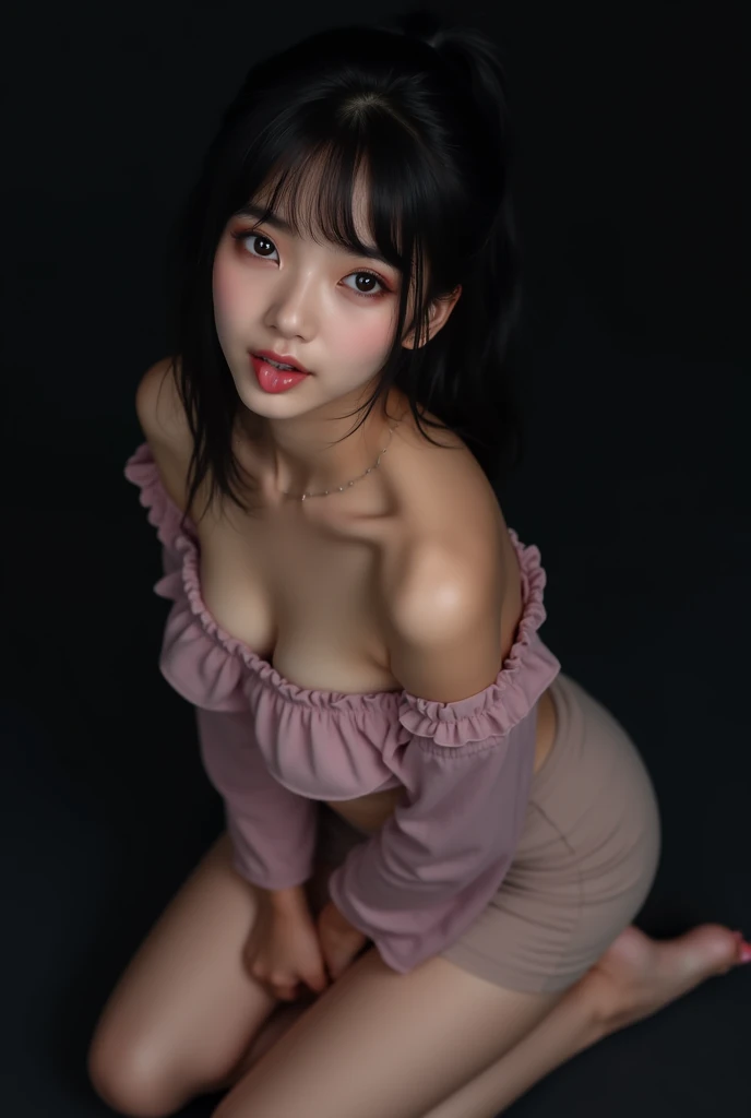 Highest quality, masterpiece, Ultra-high resolution, (Realistic: 1.4), RAW Photos, 1 Girl, Shiny skin, (Ultra-Realistic Details)), Portraiture, Global Illumination, Shadow, Octane Rendering, 8k, Ultra Sharp, big, South Korea details, Very intricate detail, Realistic Light, CGSoation Trend, Purple eyes, Glowing Eyes, To the camera, Neon Details,((multicolored hair colors:1.2)),(((Completely naked))),(((nsfw)))1 Japanese female, Wolf cut black hair, Perfect Face, double eyelid, Slender body, I can see your abs, Realistic, Good lighting, big , slim, , Wet, sweating, Soaking wet,(Lighting on face:1.3)),((Delicately depicting the face:1.2)),((multicolored hair colors:1.5)),((Very short bob hair:1.4),(((Completely naked))),(((nsfw))),(((Completely naked))),((Upper Body:1.2)),((Small breasts:1.5)),((Dark skin:1.2))