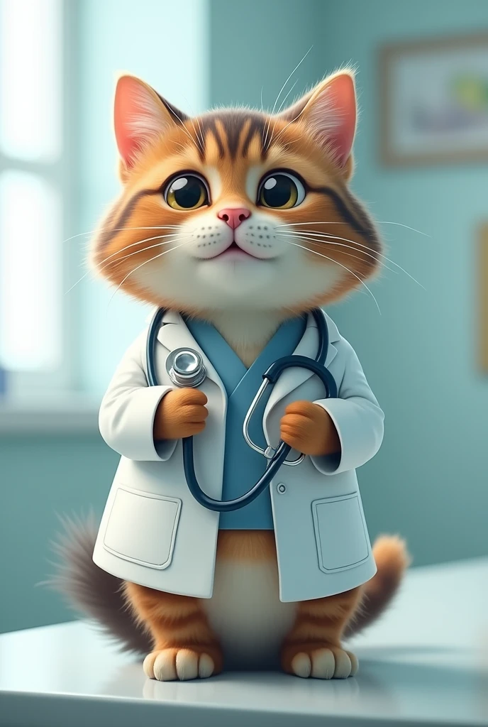 cat dressed as doctor with stethoscope 