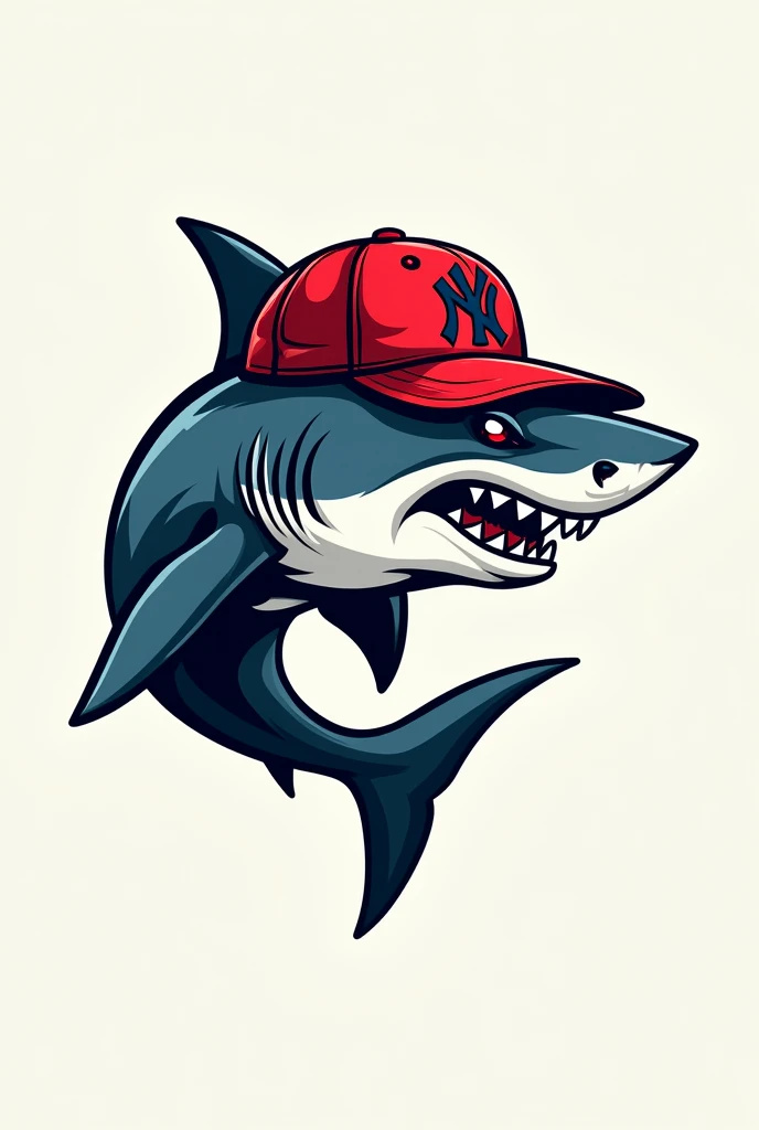 Shark logo with red ny cap