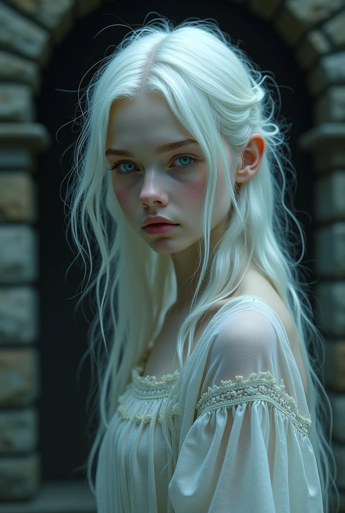 Teen girl, albino, dark, Middle Ages 