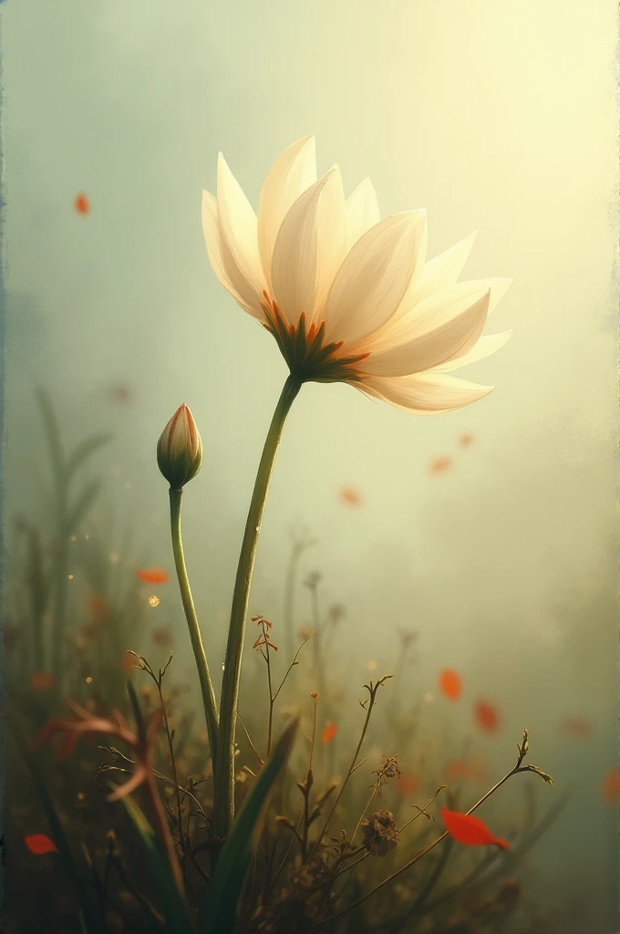 Innocent flower and fall wind draw imagination