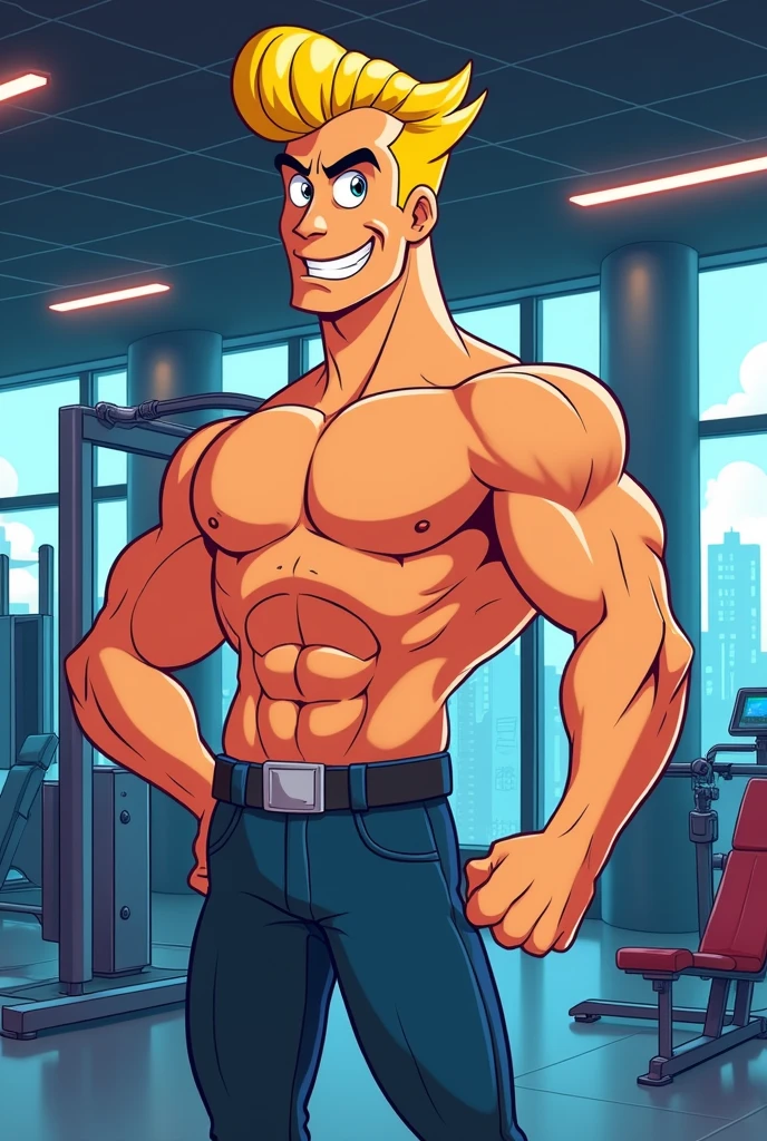 johnny bravo, cartoon, gym