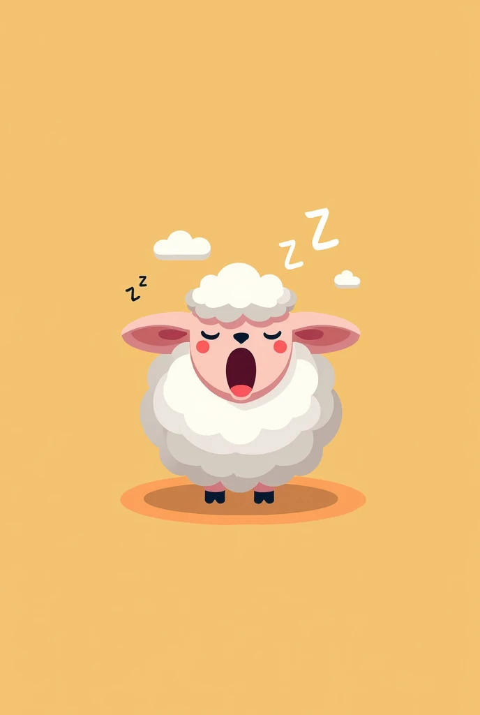 Simple vector yawning sheep head logo zzzzzzz with bright colors and a cool look as simple as possible 2d
