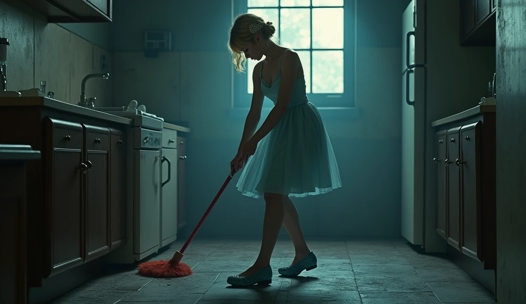 Cinderella,Cinderella,Yandere,Blonde,Retro Hairstyle,Diamond Hair Accessories,Blue shoes,Crystal slippers,Sweep the house, Mopping the house