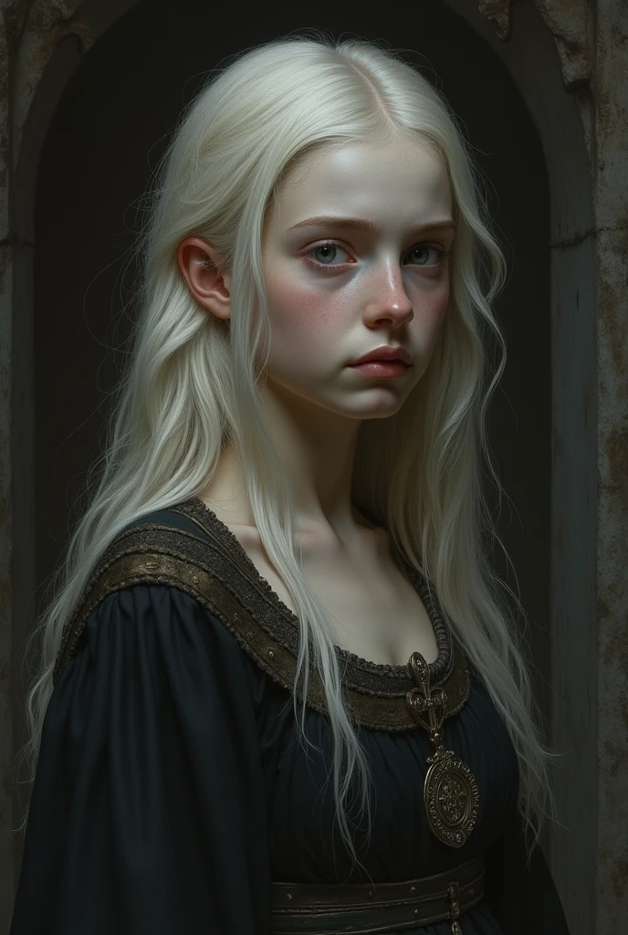 girl, albino, dark, Middle Ages, sad