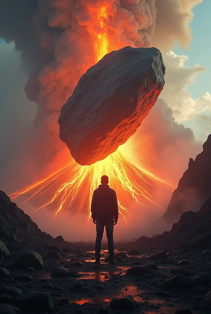 Better quality photography ((masterpiece))
A volcano erupting and a rock coming towards me