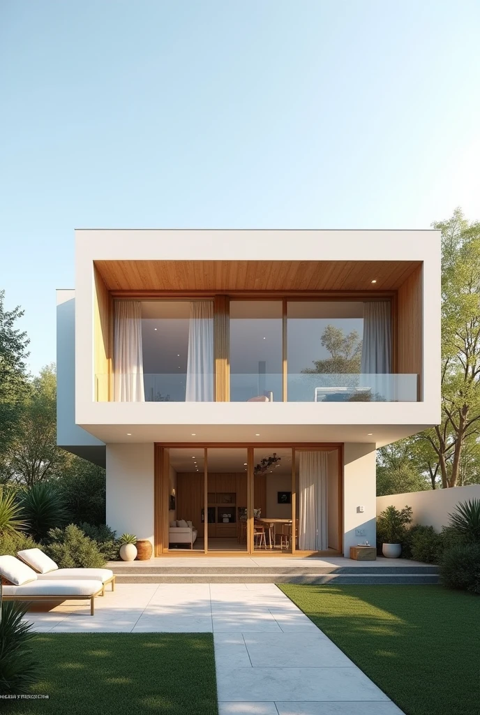 A simple modern house with a land area of 160 m2, with patio on the left side