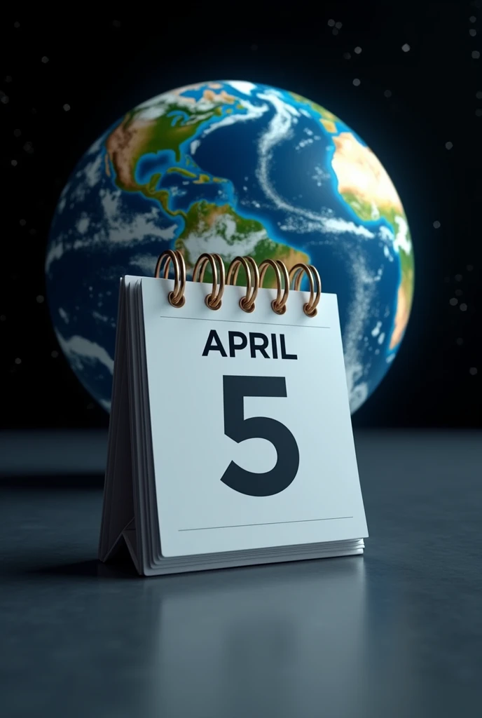 calendar marking April 5th with planet Earth behind