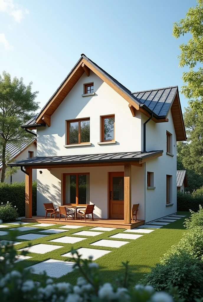 A nice simple house with a land area of 160 m2, with patio on the left side of two floors
