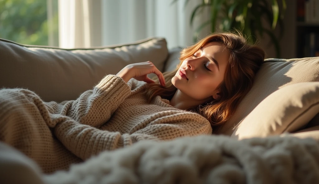 
101 / 5.000
A woman napping on her favorite couch