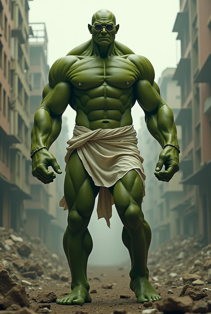 Create a image of mahatma gandhi as hulk