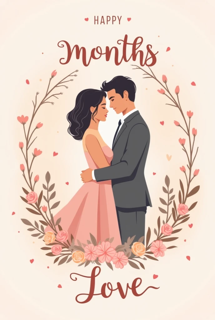 Romantic logo that says happy 2 months love