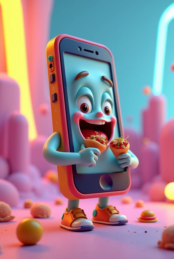 3d eating Mobile Phone Funny Mode