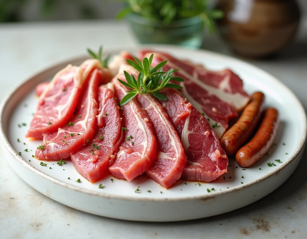 We need an image of meats placed on a plate