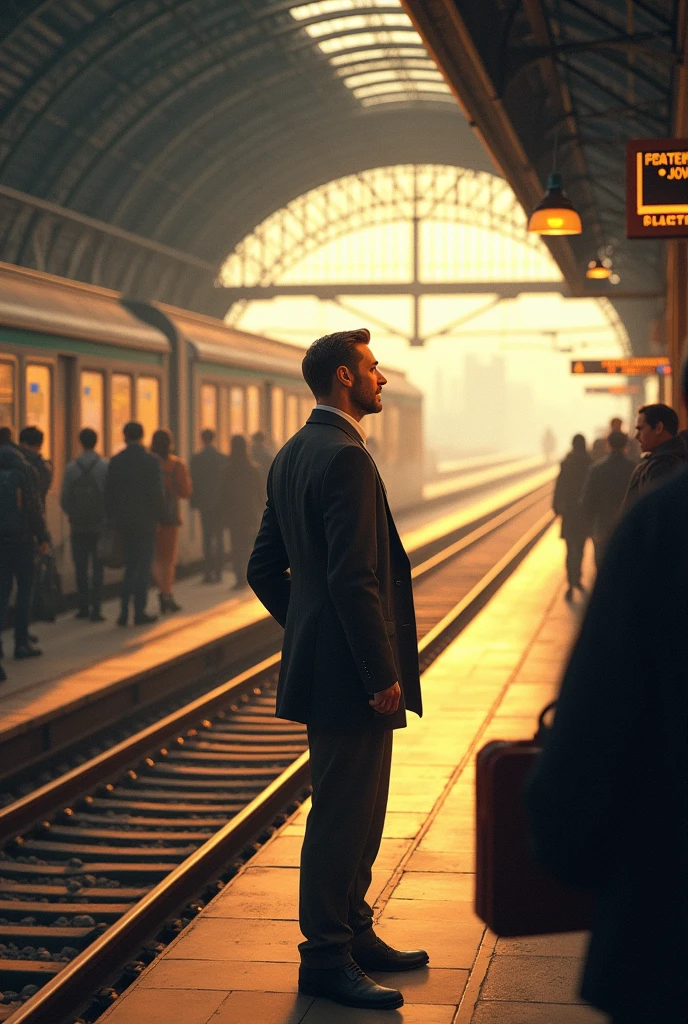 A man was waiting for a
train with full of hopes