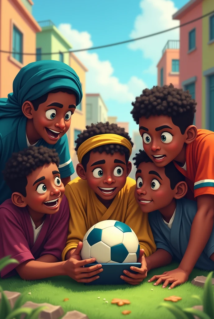 Somali boys playing efootball game