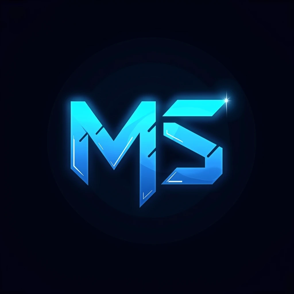 I need a high-impact eSports logo featuring the letters 'MS' that captures the essence of top-tier gaming. The design should combine a striking sky blue with deep black, creating a visually arresting effect. Focus on a bold, aggressive style with sharp, dynamic angles and innovative geometric patterns. Incorporate elements like sleek gradients, digital glitch effects, or subtle neon highlights to give the logo a modern, tech-savvy appearance. Ensure the design is versatile and visually stunning across all media, from digital screens to print. The logo should radiate an aura of unparalleled performance and futuristic vision, making it a standout representation of elite eSports branding."