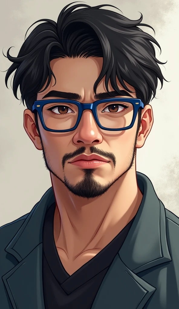 I am a man with short, black, wavy hair with an American cut., with very black eyebrows, with a round face and a little cheeks, lips a little thick, I wear blue framed glasses with square lenses. I&#39;m 2 and I like games, thin black mustache and beard. In a kind of Asian style, just the eyes, I don&#39;t wear earrings. I&#39;m a little strong and a little full.
With game themes like Honor Of Kings