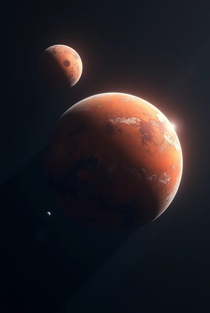 Better quality photography ((masterpiece)) ((photorealism))
From space watching Mars land on Earth, from how far away the two planets can be seen in full