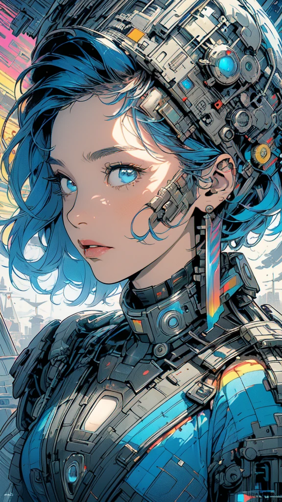 (((masterpiece, highest quality))),(((solo:1.2))),(((1girl:1.2))),32k wallpaper, very detailed, poster, vintage science fiction,(((((geometric cinematic movie poster))))), ((((bauhaus)))),(((abstract))),((((mid century modern)))),(((((portfolio))))),(((((Close-up))))),(((((bust up))))),((((more various angle)))),(((highlight))),(((complete. detailed face))),(((Extremely talented))),(((most complecated machine))),(((Overall colorfully))),((((((Absolutely simple background)))))),(((((detailed futuristic machine))))),(((Cleavage))),(((marvel super heroes))),(((rainbow color scheme))),(((Very detailed UI))),(((So many meters))),(((Perpetual Motion Machine)))