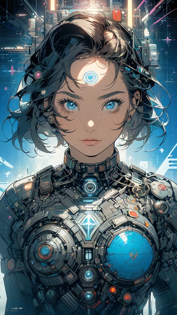 (((masterpiece, highest quality))),(((solo:1.2))),(((1girl:1.2))),32k wallpaper, very detailed, poster, vintage science fiction,(((((geometric cinematic movie poster))))), ((((bauhaus)))),(((abstract))),((((mid century modern)))),(((((portfolio))))),(((((Close-up))))),(((((bust up))))),((((more various angle)))),(((highlight))),(((complete. detailed face))),(((Extremely talented))),(((most complecated machine))),(((Overall colorfully))),((((((Absolutely simple background)))))),(((((detailed futuristic machine))))),(((Cleavage))),(((marvel super heroes))),(((rainbow color scheme))),(((Very detailed UI))),(((So many meters))),(((Perpetual Motion Machine)))