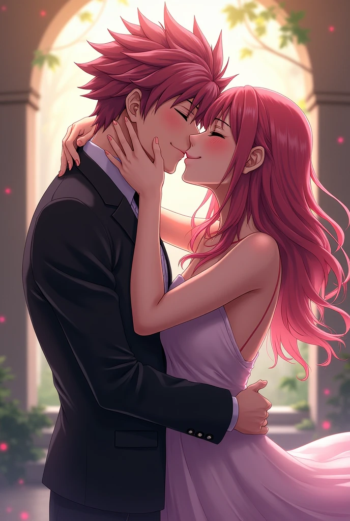 Natsu and outer moka kissing