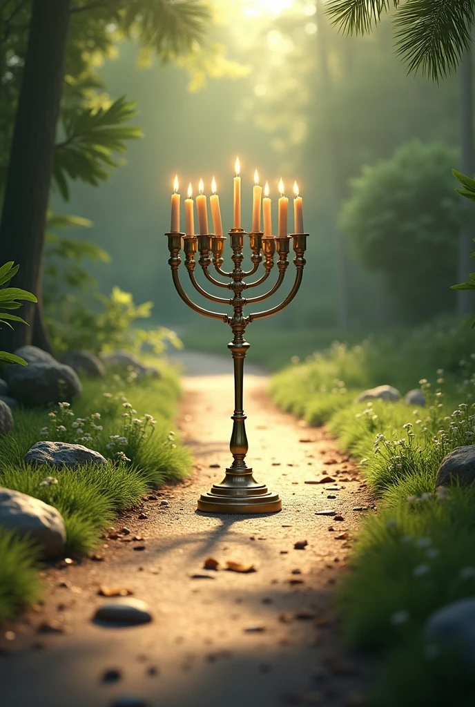 Image of a menorah on a path
