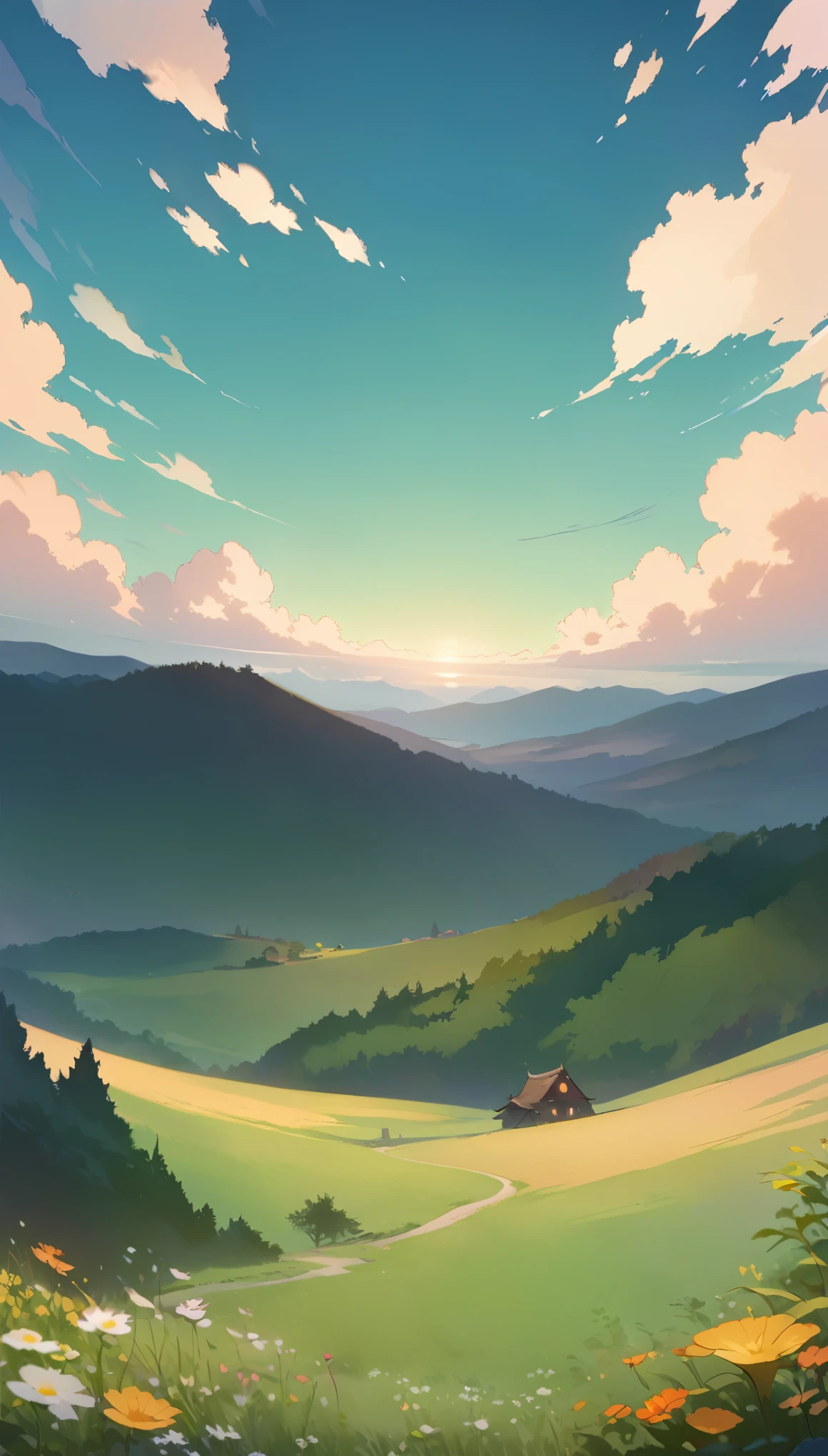 ultrawide landscape aesthetic,summer dream ,Studio ghibli inspired aesthetic, No People 