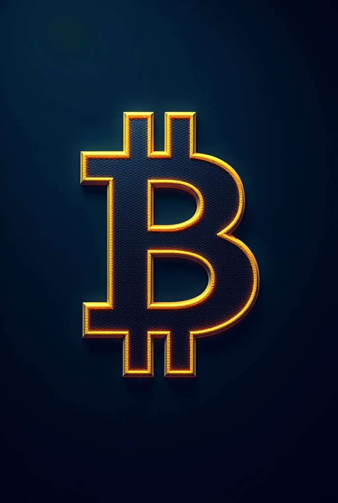 Ai create a logo of bitcoin dark blue and yellow pixel combition