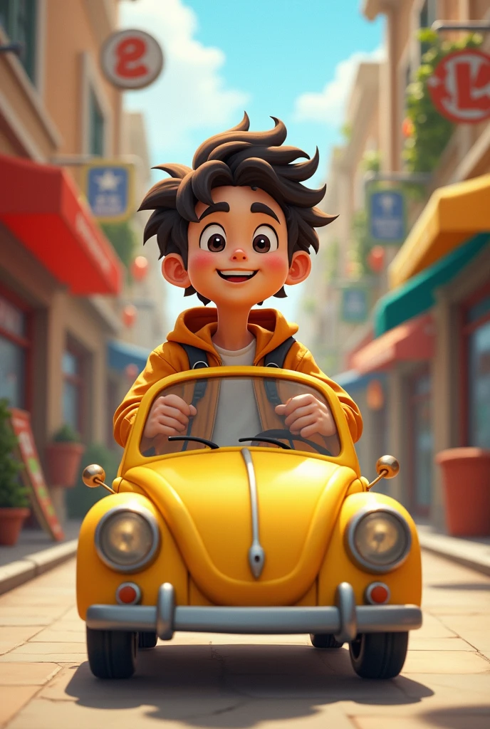 When the boy , he went to buy a toy that was a yellow car.