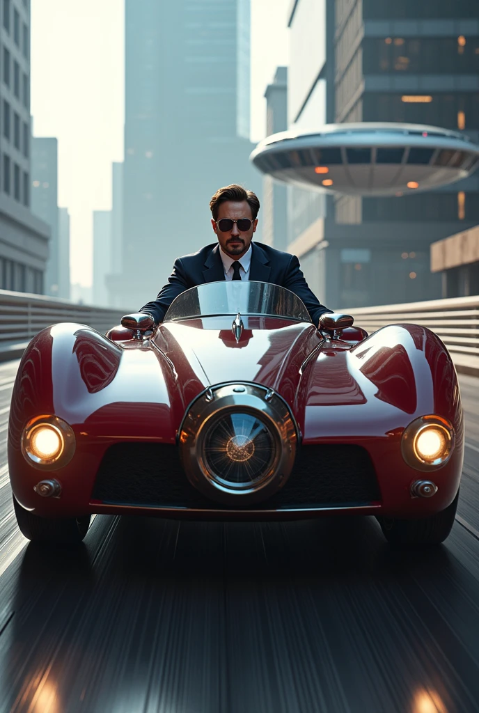 Tony stark is driving ironcar