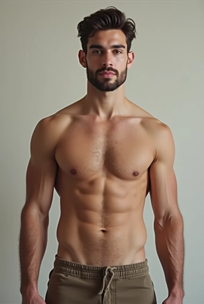 Create me a man like in 23 old realistic whole body without clothes and brief