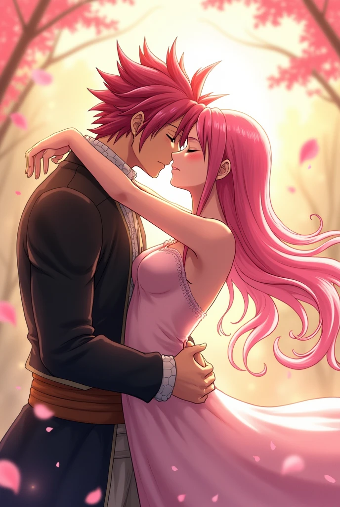Natsu dragneel and pink hair outer moka kissing