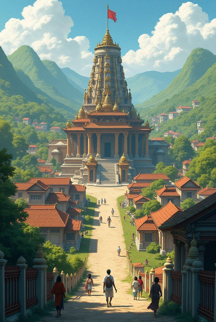 **A panoramic view of the village, with the temple at its center, now more revered and respected than ever.**