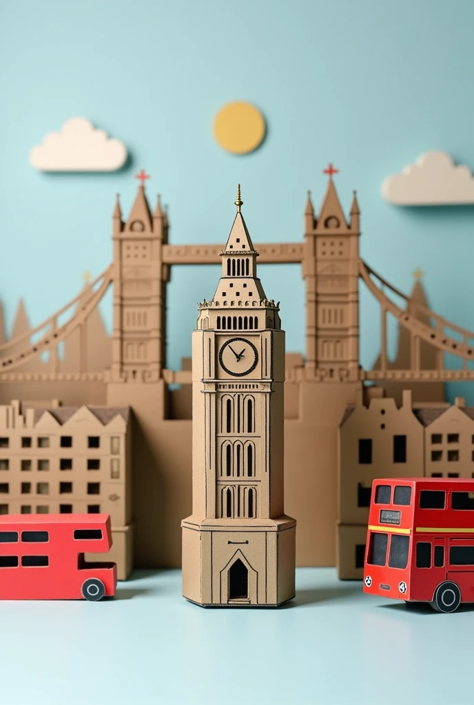I want an image made of cardboard that is easy for children to make and that is representative of London and that has a parallelepiped. , let it be one thing