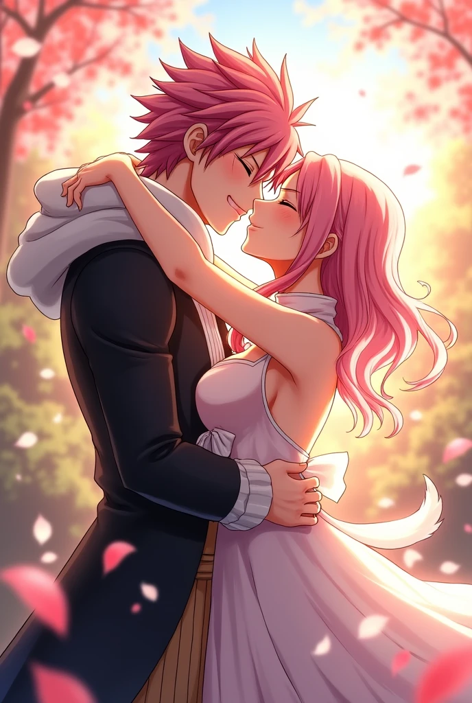 Natsu dragneel and pink hair outer moka kissing