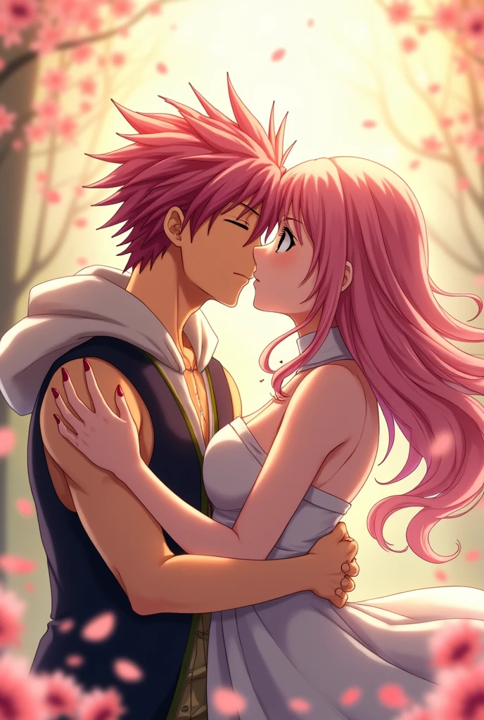 Natsu dragneel and pink hair outer moka kissing