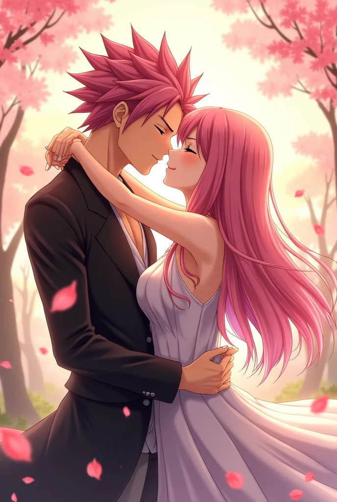 Natsu dragneel and pink hair outer moka kissing