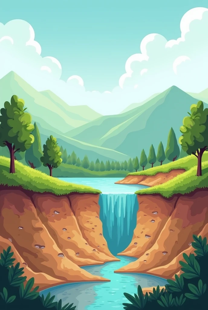 a SIMPLE BUT CREATIVE LANDSCAPE VECTOR ART EASY TO TRACE poster, LEFT HALF IS showing the negative effects of weathering and erosion and RIGHT HALF IS the ways to minimize these ( MAKE IT LOOK LIKE ITS CONNECTING)
PUT IN THE LANDSCAPE SIZE OF
10.5 x 7.5 inches (27 x 19 cm).
