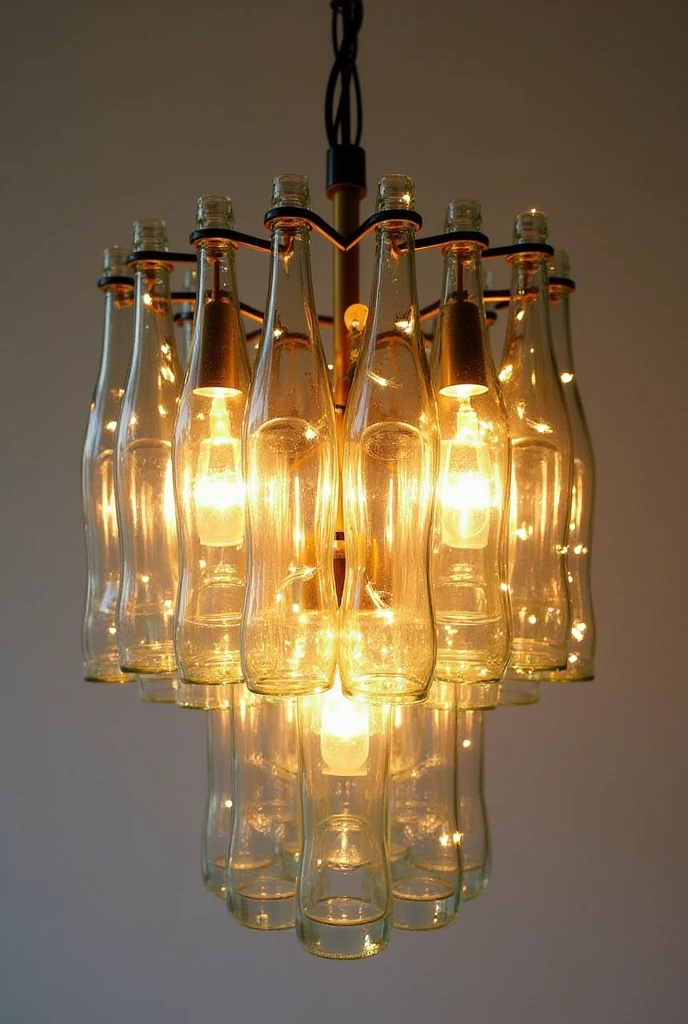 Create a sketch of a plastic chandelier using coke bottle and fairy lights
Three layers only