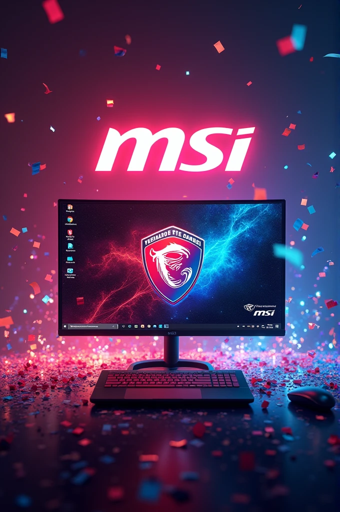 Write a text ANNIVERSARY celebration
Happy Birthday MSI. Create an anniversary birthday card for brand MSI including msi brand monitor and laptop