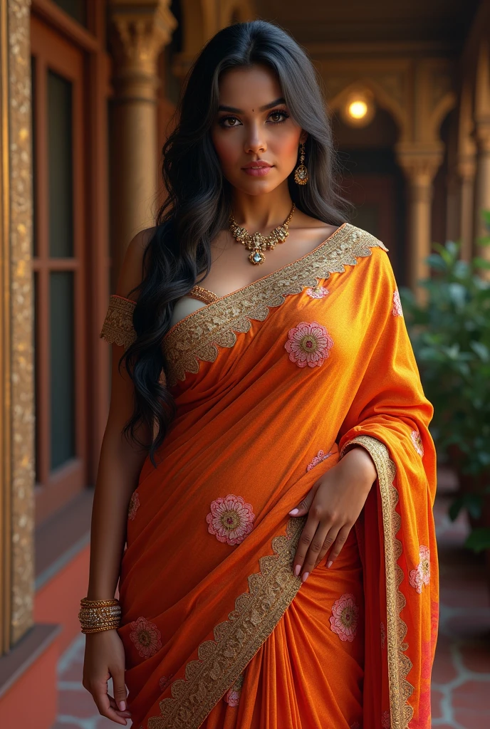A big tits girl wear saree