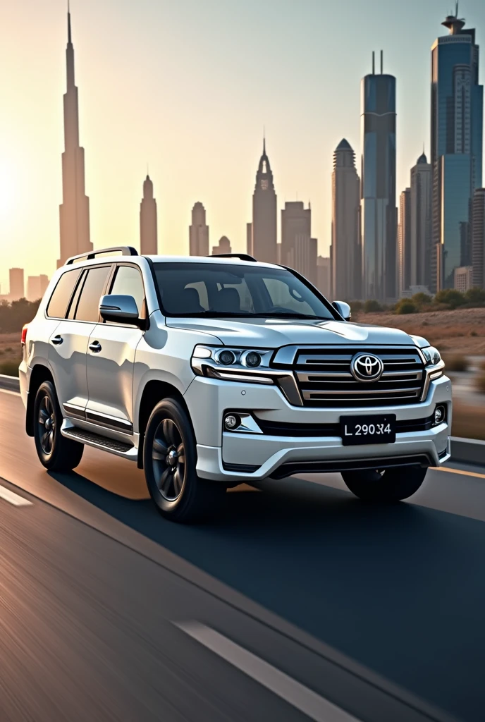 Landcruiser white VXR 2020 Dubai model with L 29034 NUMBER PLATE ..Right Side view