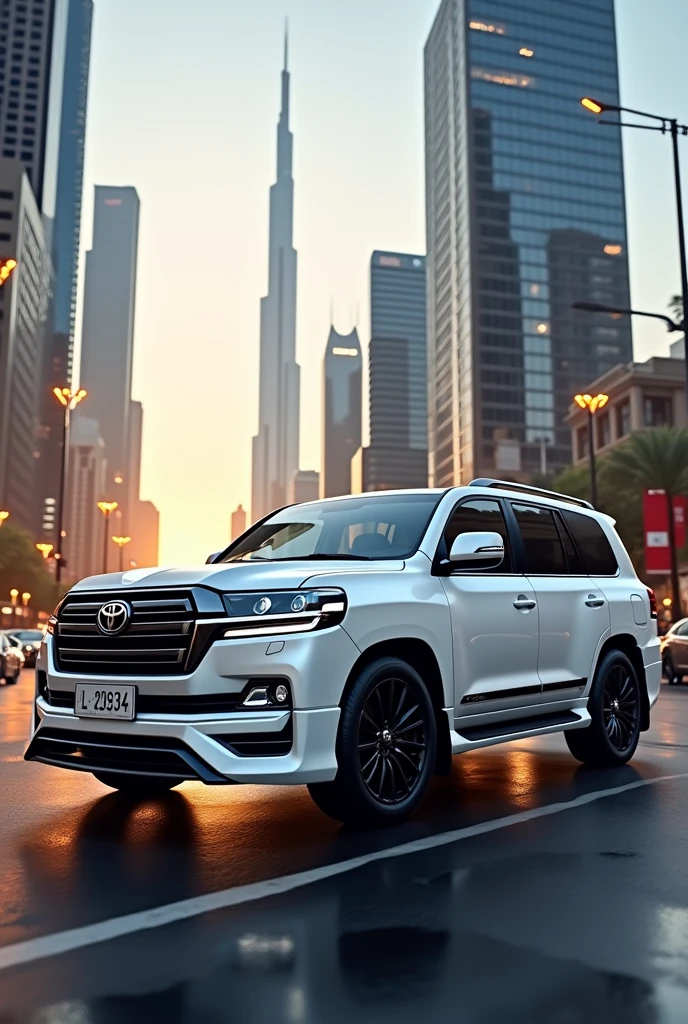 Landcruiser white VXR 2020 Dubai model with L 29034 NUMBER PLATE ..Right Side view 