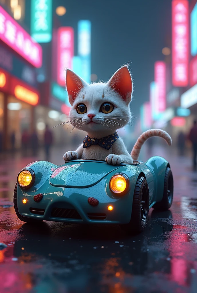 Cat Car, it's a car with cat ears, whiskers and a tail.