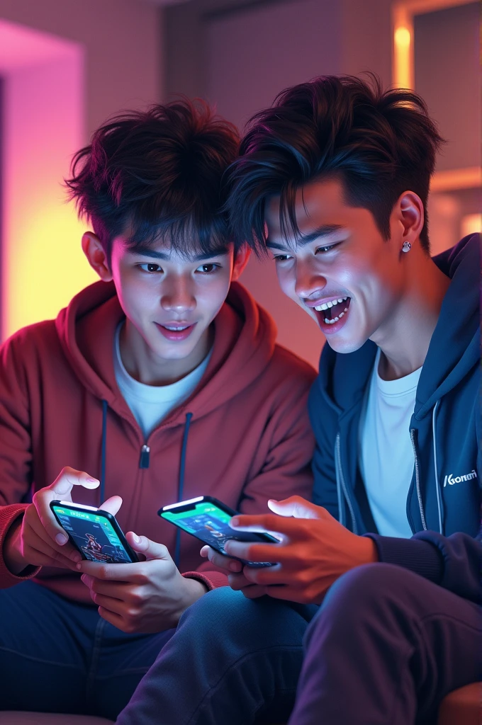 boys 20 years playing a game from Konami's efootball game mobile