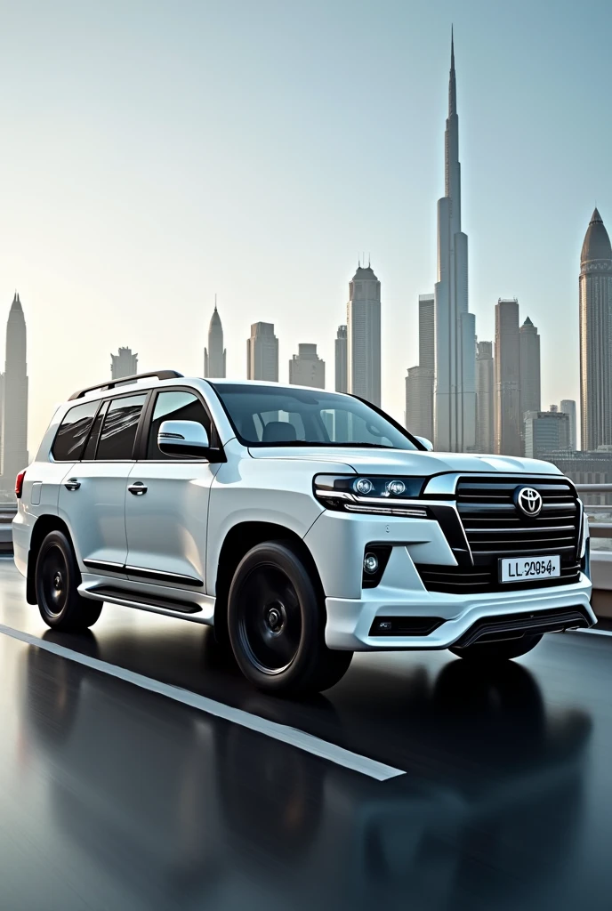 Landcruiser white VXR 2020 Dubai model with L 29034 NUMBER PLATE ..Right Side view . number plate should be clear