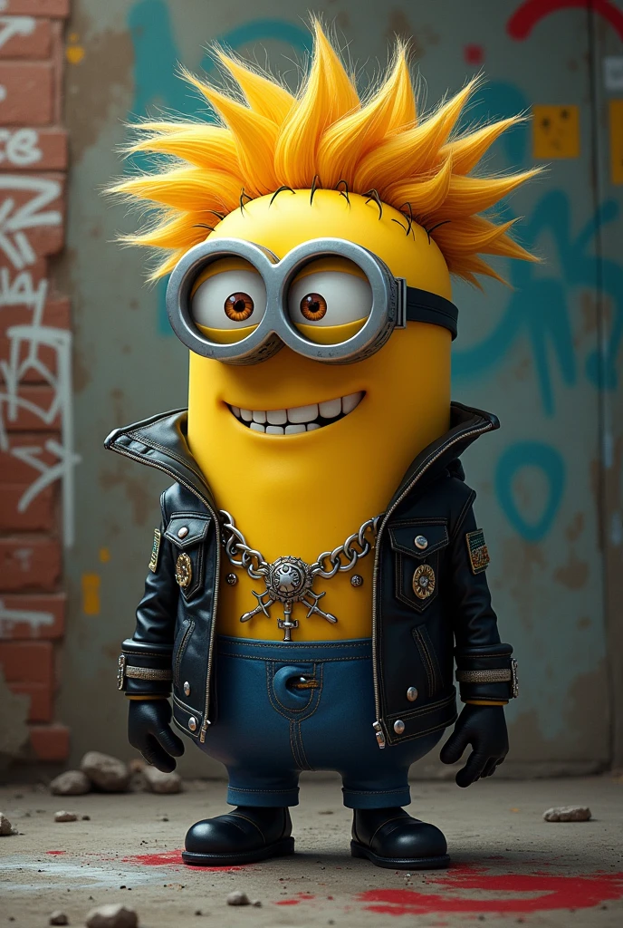 Draw me a minion in psychobilly style 