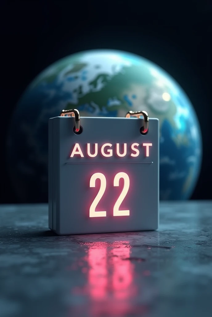 calendar marking August 22 with planet Earth behind